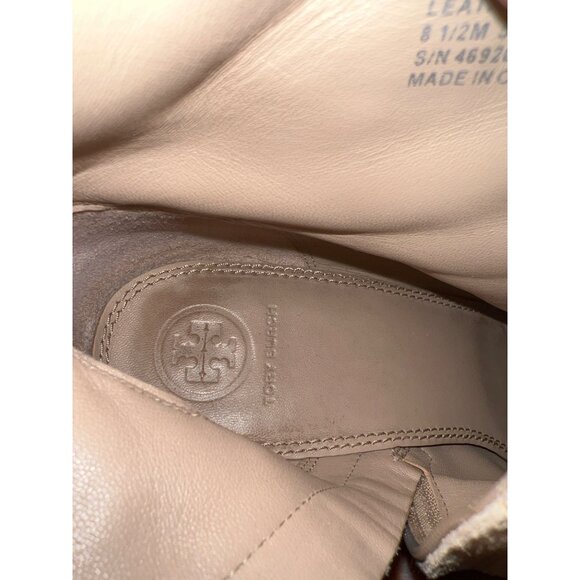 Tory Burch Brooke Suede Ankle Boot Perfect Sand 8.5M Leather Sole Stacked Heel - Picture 8 of 10